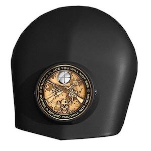 MotorDog69 Black Harley Horn Cover Coin Mount With Sniper Challenge Coin for Softail Dyna Road King Street Road Glide Touring