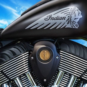 MotorDog69 Black Indian Horn Cover Coin Mount With Soldier&#39;s Cross Challenge Coin, Chieftain, Roadmaster, Darkhorse, Vintage, Springfield,