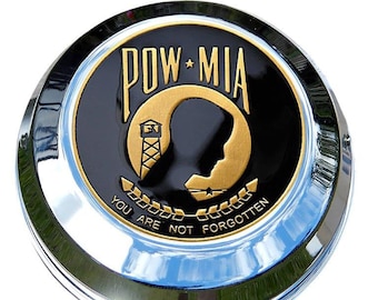 MotorDog69 Harley Gas Cap Coin Mount Set with POW MIA for Softail Dyna Road King Sportster