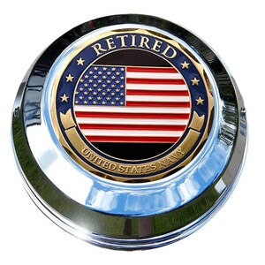 MotorDog69 Indian Motorcycle Gas Cap Coin Mount Set With Retired Navy Challenge Coin for Chieftain, Dark Horse, Roadmaster, Scout