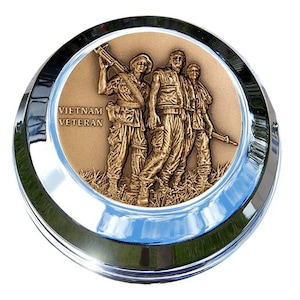 MotorDog69 Harley Gas Cap Coin Mount Set with Vietnam Veteran Engravable for Softail Dyna Road King Sportster