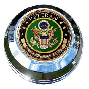 MotorDog69 Harley Gas Cap Coin Mount Set with Army Veteran for Softail Dyna Road King Sportster