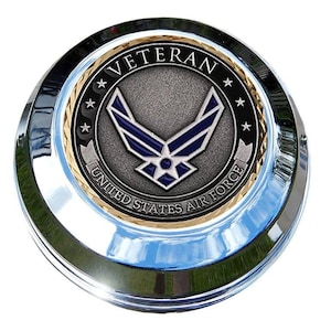 MotorDog69 Harley Gas Cap Coin Mount Set with Veteran Air Force for Softail Dyna Road King Sportster