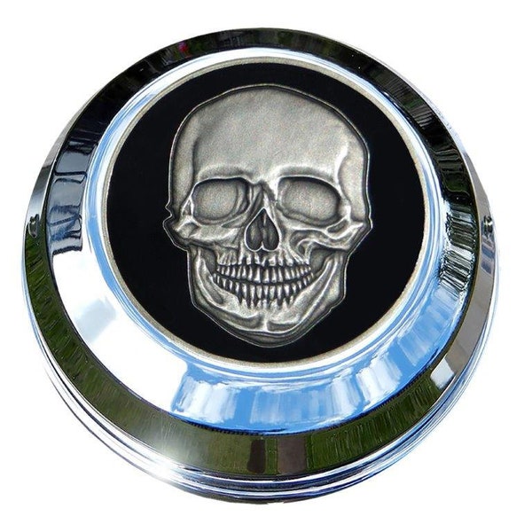 MotorDog69 Harley Gas Cap Coin Mount Set with Skull and Crossbones for Softail Dyna Road King Sportster