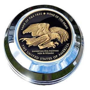 MotorDog69 Harley Gas Cap Coin Mount Set with Thank You to the Troops for Softail Dyna Road King Sportster