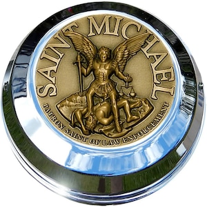 MotorDog69 Indian Motorcycle Gas Cap Coin Mount Set With Saint Michael Challenge Coin for all Chieftain, Dark Horse, Roadmaster, Scout