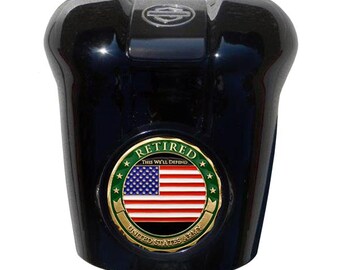 Retired Army Harley Horn Cover Coin Mount, Black Waterfall