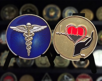 Medical Caduceus Helping Hand Challenge Coin