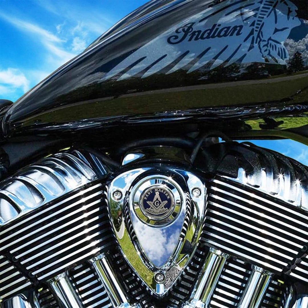Masonic Motorcycle Rims Indian Motorcycle Horn Cover Coin Mount, Past Master Masonic Challenge ...