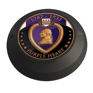 Harley Gas Cap Coin Mount Set, Purple Heart Challenge Coin