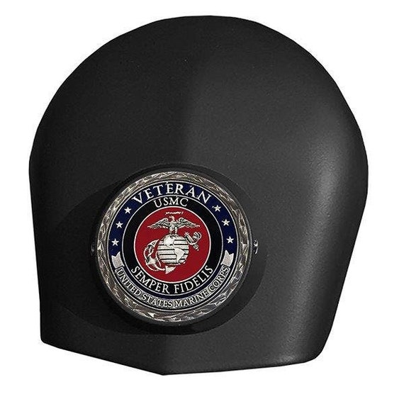 Motordog69 Harley Black Gas Cap Coin Mount Set With Fire Rescue Challenge Coin For Softail Dyna Road King Sportster