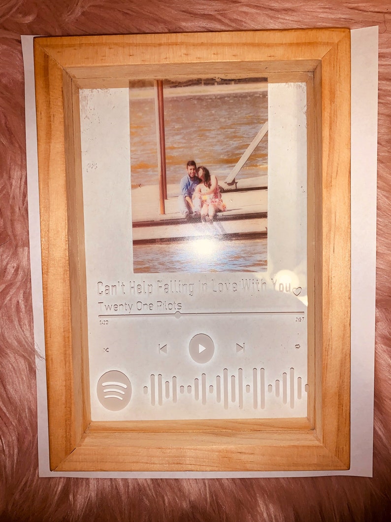 Spotify Song Frame. Glass etching. Personalized glass gift. Etsy