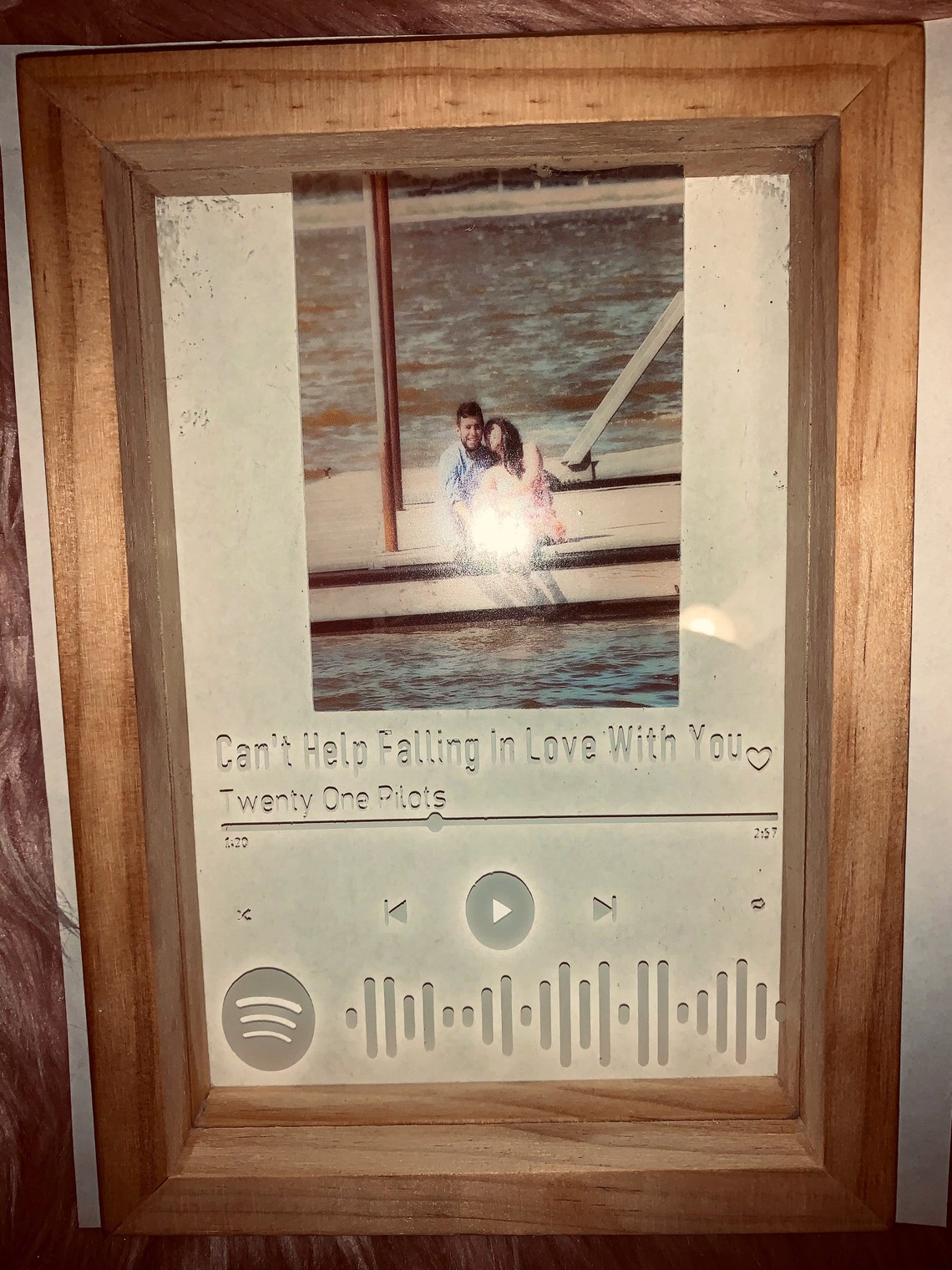 Spotify Song Frame. Glass etching. Personalized glass gift. Etsy