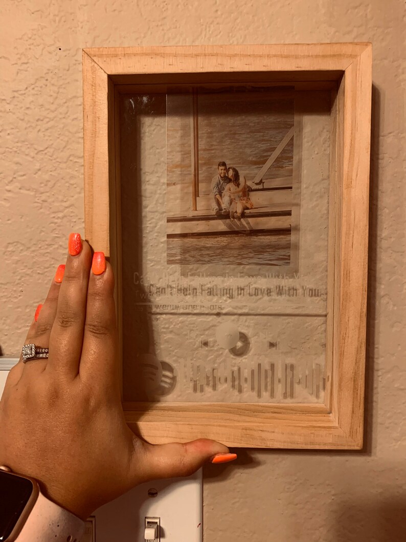 Spotify Song Frame. Glass etching. Personalized glass gift. Etsy