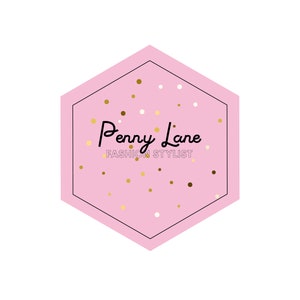 Design de logotipo, logotipo pré-fabricado, logotipo rosa e dourado, design de logotipo geométrico logotipo moderno Girl Boss logotipo feminino marca polka dot branding hexágono