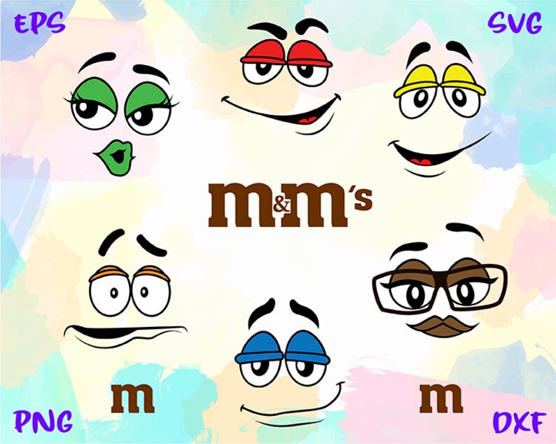 M&M svg Faces and Letter M shirt m and m clipart candy faces | Etsy
