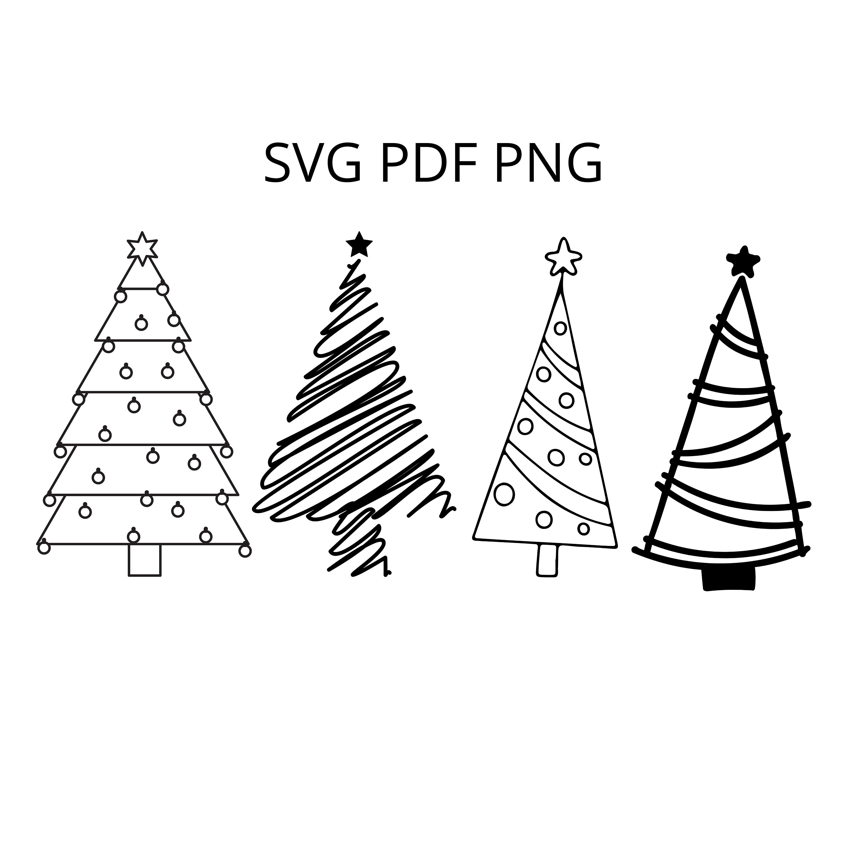Christmas Tree Svg,pine Tree,christmas Svg Bundle,hand Drawn,xmas,dxf