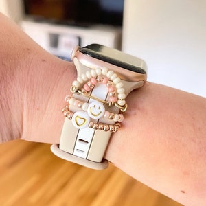 Handmade Rainbow Apple Watch Band Charm: Beaded Watch Cuff