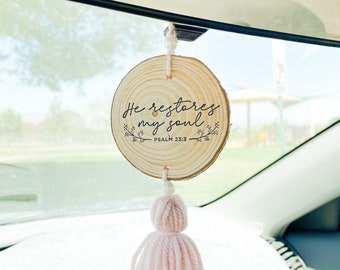 He restores my soul car charm | Christian Car Charm | Car accessories | Christian gift | car accessories | boho car accessories