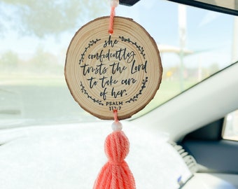 She trust the Lord to take care of her | Christian Car Charm | Car accessories | Christian gift | boho car decor | Car accessories