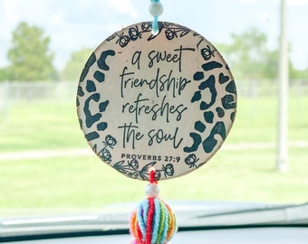 Friendship Christian Car Charm | Bible Verse, Colorful Tassel