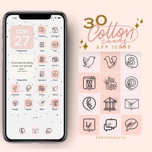 Aesthetic Pink Cotton Candy App Icons Bundle Pack iPhone Ios14 Home ...