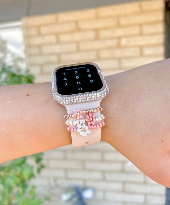 NEW Pink/Silver Floral Charms Apple Watch Band APPLE WATCH BAND CHARMS – LIDELMARE main image 4