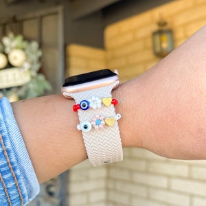 Stackable Apple Watch Band Charms: Smiley, Heart, Initial