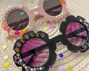 Personalized Sunnies | Custom Name Sunglasses | Floral Sunnies | Shades For Girls | Flower Girl Sunglasses | name sunnies