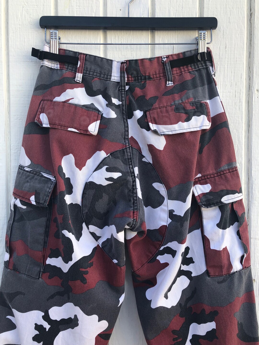 Vintage Red Camouflage Army Print Draw String Pants. Wide Leg - Etsy