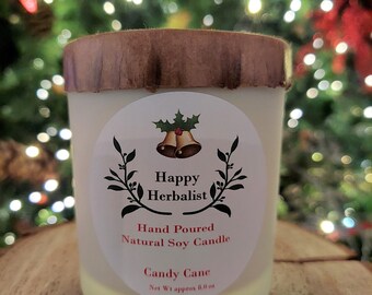 Candle Cane Peppermint Christmas Candy Cane Holiday Festive Soy Candle Rustic Farmhouse Unique Country Decor Gift Hostess Gift Christmas
