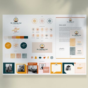 Brand identity kit, Custom Logo with social media branding kit and stationery indie folk style with business card instagram templates