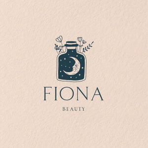 Premade Boho Moon Logo Design: Minimalist Folk Branding (Digital Files)
