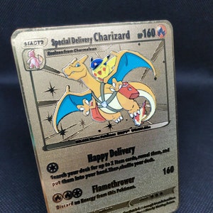 Special Delivery Charizard Custom Metal Textured Card