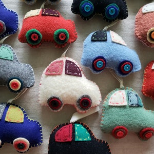 Wool Car Ornament Handmade Large Vehicle Auto Nursery Firstborn Baby Child Christmas Tree Decoration Custom Color Black Gray Red Blue Cream
