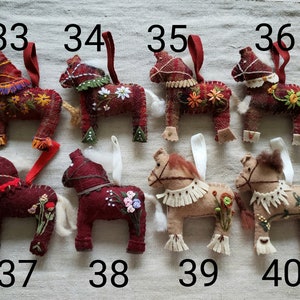 Wool Dala Horse Ornament Handmade Swedish Nordic Scandinavian Mini Animal Christmas Xmas Tree Winter Decoration Custom Colors Designs image 7