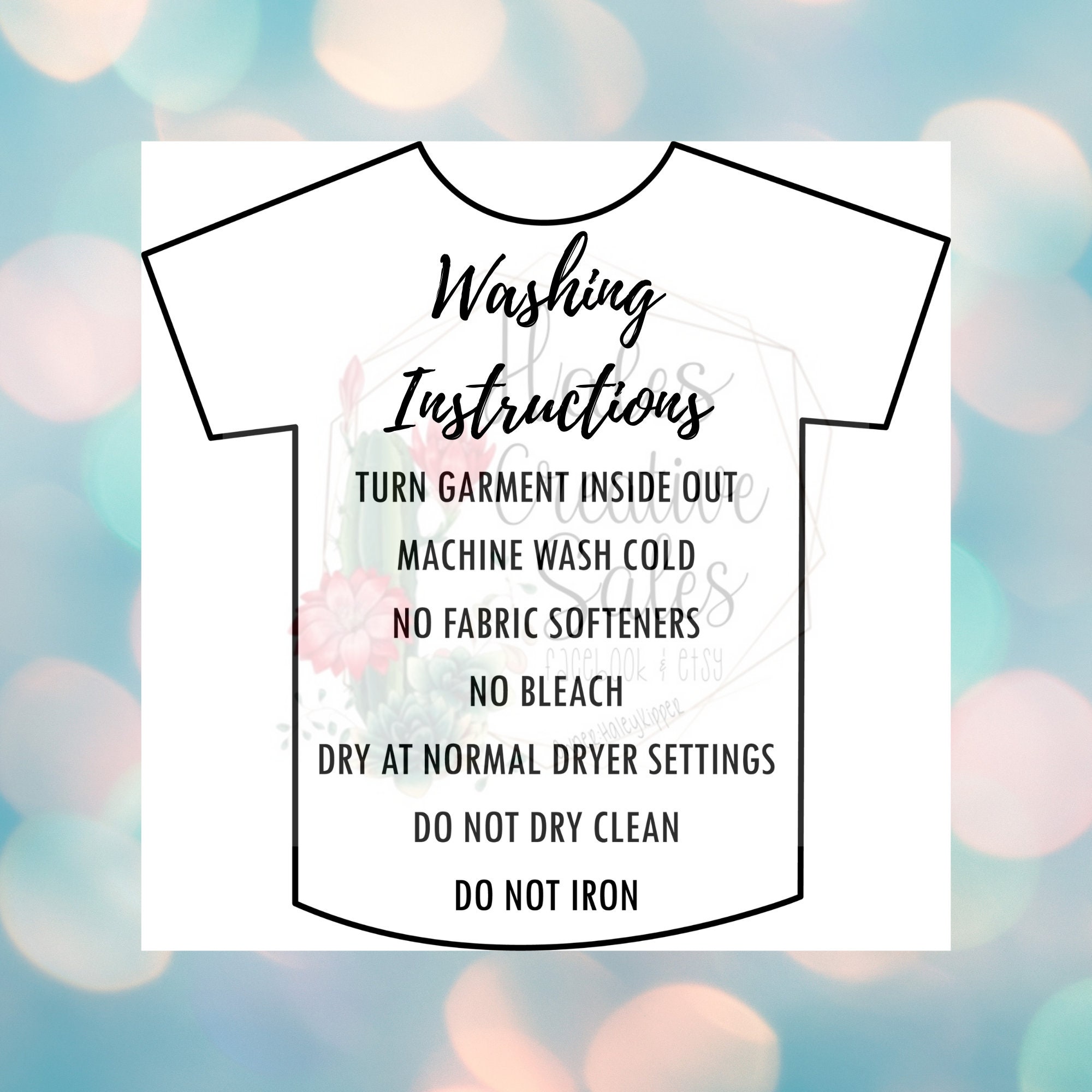 PNG and PDF FILE Clothing care card for tagging Vinyl | Etsy