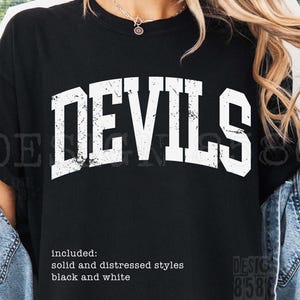 Devils Varsity Sports SVG PNG, Athletic Mascot School Spirit Graphic, Distressed Football Apparel