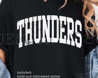 Thunders Athletic Mascot SVG PNG, Retro Varsity Sportswear Graphic, Collegiate Spirit Design
