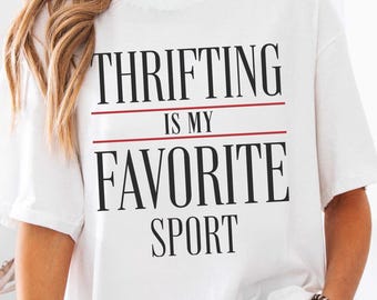 Secondhand-Shopping ist mein Lieblingssport (PNG, SVG), Retro-College-Shirt-Design (Y2K), Geschenkidee für Vintage- und Secondhand-Fans, digitaler Download für Sublimationsdruck