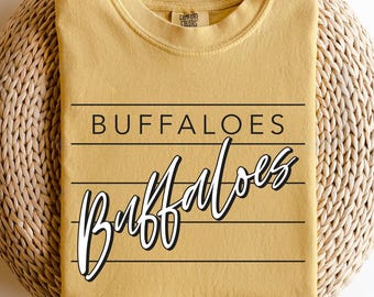Buffaloes SVG, PNG, dxf, jpg, eps, Trendy Buffaloes Sport Shirt Sublimation Design, Buffaloes School Mascot Cricut, Buffaloes Team Spirit