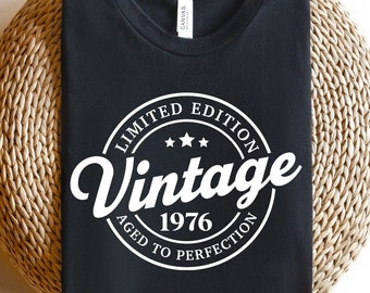 Vintage 1976 SVG PNG, Limited Edition Aged To Perfection, Retro Stamp Badge Birthday Design, Born In 1976 Birthday Gift Sublimation Clipart