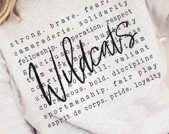 Trendy Wildcats Spirit Shirt Sublimation, Wildcats Typography SVG, PNG, dxf, eps, Wildcats School Sport Cut File, Wildcat Words Cricut