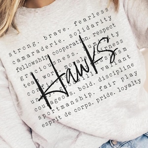 Trendy Hawks Spirit Shirt Sublimation, Hawks Typography SVG, PNG, dxf, eps, Hawks School Sport Cut File, Hawk Words Cricut