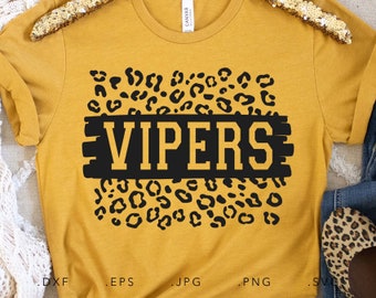 Vipers SVG, PNG ,dxf, jpg, eps, Vipers Leopard Print Sublimation, Vipers School Team Mascot, Vipers Spirit Shirt Cut File, Vipers Clip Art