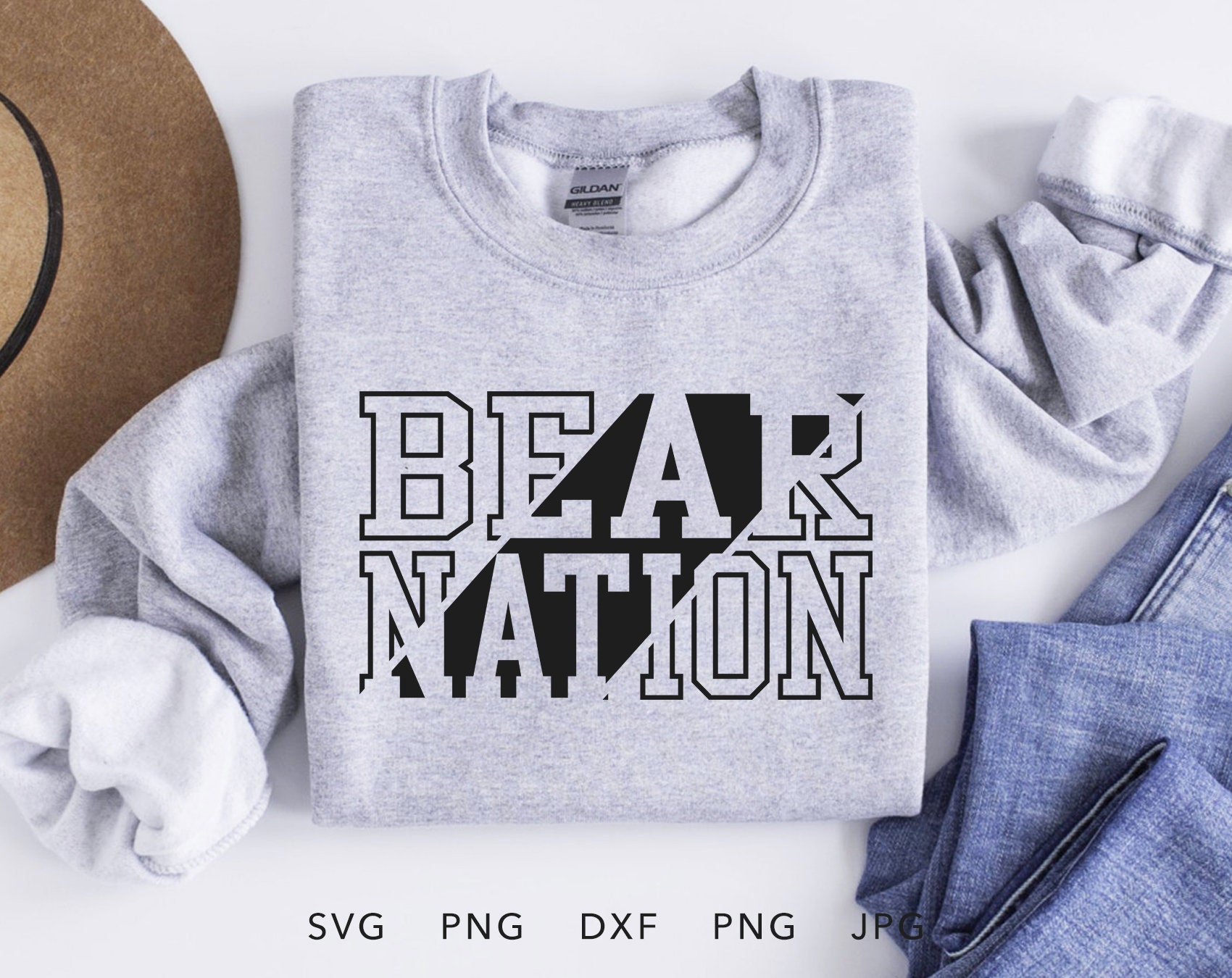 Bear Nation SVG, PNG, dxf, jpg, eps, Bears Shirt Sublimation, Bears School Mascot Cricut, Bears Team Spirit Sweatshirt