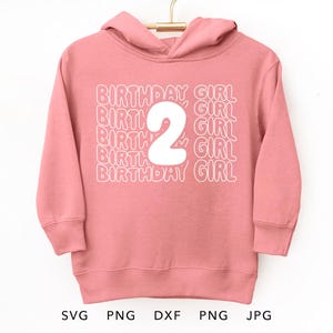 2 Jahre alt SVG, PNG, Eps, Dxf, Jpg, 2 Jahre altes Mädchen Geschenk Cricut, zweites Geburtstagskind geschnitten Datei