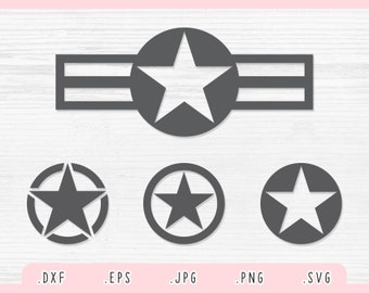 Military Star SVG, Dxf, Jpg, Eps, Png, Army Star Cut File for Cricut and Silhouette, U.S Army Star SVG, Military Invasion Star Svg Clipart