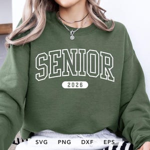 Senior 2026 SVG, PNG, Dxf, Eps, Trendy Arched Varsity Senior 2026 Cricut, Graduated 2026 Cut File, Senior 2026 Shirt Sublimation