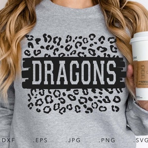 Dragons SVG, PNG ,dxf, jpg, eps, Dragons Leopard Print Sublimation, Dragons School Team Mascot, Dragons Sublimation, Dragons Cut File